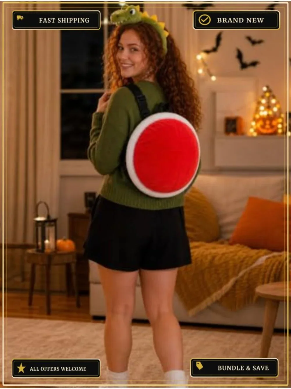 Plush Turtle Shell Backpack Costume Accessory Dress Up Party